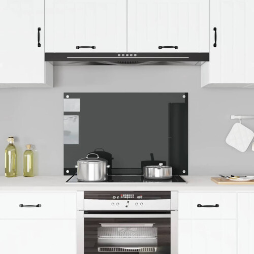 Berkfield Kitchen Backsplash Black 90 x 60 cm Tempered Glass