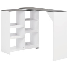 Berkfield Bar Table with Moveable Shelf White 138x39x110 cm
