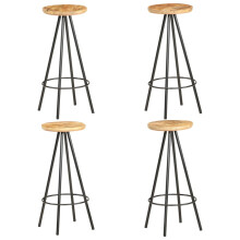 Berkfield Bar Stools 4 pcs Rough Mango Wood