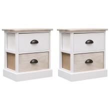 Berkfield Nightstands 2 pcs White and Natural 38x28x45 cm Paulownia Wood