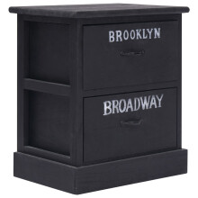 Berkfield Nightstand Black 38x28x45 cm Paulownia Wood