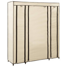 Berkfield Wardrobe with Compartments and Rods Cream 150x45x176 cm Fabric