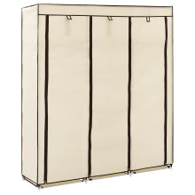 Berkfield Wardrobe with Compartments and Rods Cream 150x45x175 cm Fabric