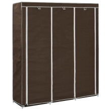 Berkfield Wardrobe with Compartments and Rods Brown 150x45x175 cm Fabric