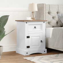 Berkfield Bedside Cabinet Mexican Pine Corona Range White 53x39x67 cm