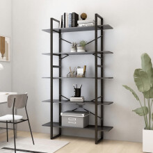 Berkfield 5-Tier Book Cabinet Grey 100x30x175 cm Engineered Wood