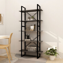 Berkfield 5-Tier Book Cabinet Grey 80x30x175 cm Pinewood