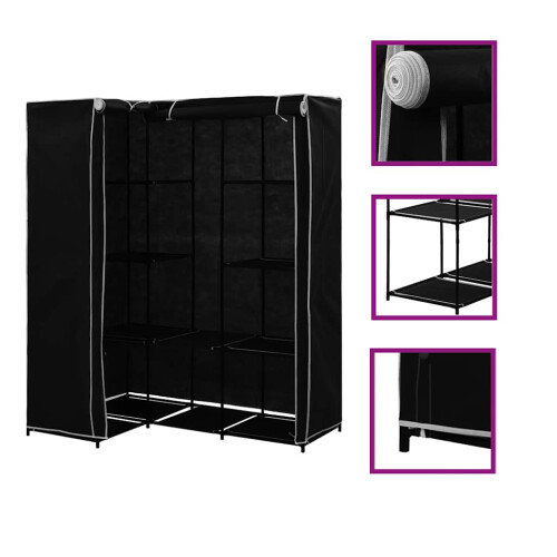 Berkfield Corner Wardrobe Black 130x87x169 cm