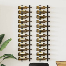 Berkfield Wall Mounted Wine Racks for 12 Bottles 2 pcs Black Iron