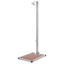 Berkfield Garden Shower with Brown Base 220 cm Stainless Steel