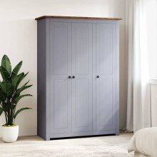 Berkfield 3-Door Wardrobe Grey 118x50x171.5 cm Pine Panama Range
