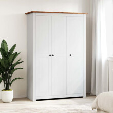 Berkfield 3-Door Wardrobe White 118x50x171.5 cm Pine Panama Range