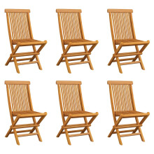 Berkfield Folding Garden Chairs 6 pcs Solid Teak Wood
