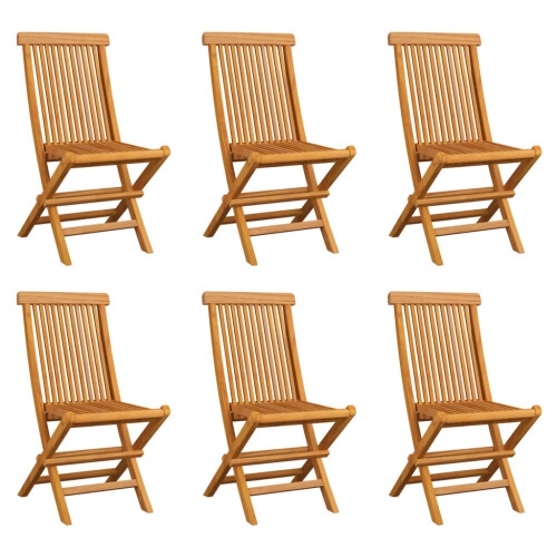 Berkfield Folding Garden Chairs 6 pcs Solid Teak Wood