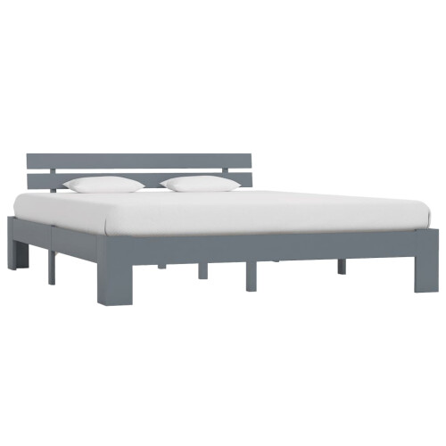 Berkfield Bed Frame without Mattress Grey Solid Pine Wood 180x200 cm Super King