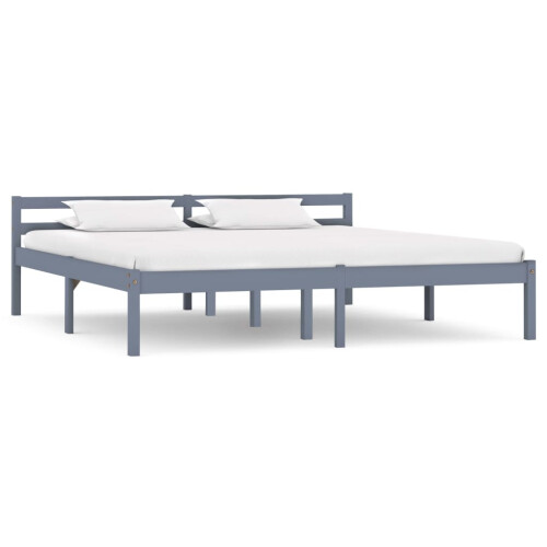 Berkfield Bed Frame without Mattress Grey Solid Pine Wood 180x200 cm Super King
