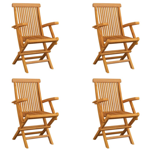 Berkfield Folding Garden Chairs 4 pcs Solid Teak Wood