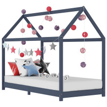 Berkfield Kids Bed Frame Grey Solid Pine Wood 90x200 cm