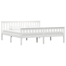 Berkfield Bed Frame without Mattress White Solid Pinewood 180x200 cm Super King