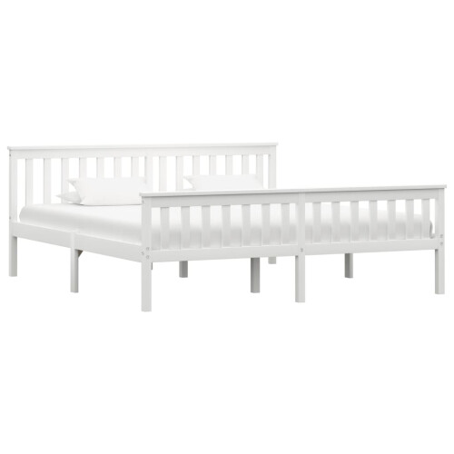 Berkfield Bed Frame without Mattress White Solid Pinewood 180x200 cm Super King