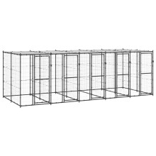 Berkfield Outdoor Dog Kennel Steel with Roof 12.1 m