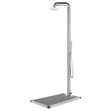 Berkfield Garden Shower with Grey Base 230 cm Stainless Steel