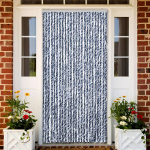 Berkfield Insect Curtain Blue, White and Silver 100x220 cm Chenille