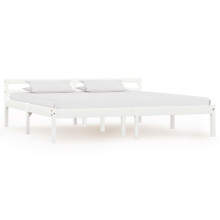 Berkfield Bed Frame without Mattress White Solid Pine Wood 180x200 cm Super King