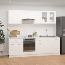 Berkfield 8 Piece Kitchen Cabinet Set Lyon White Engineered Wood