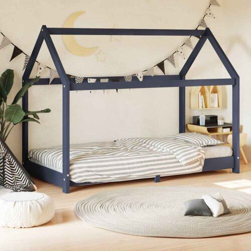 Berkfield Kids Bed Frame Grey Solid Pine Wood 80x160 cm