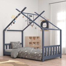 Berkfield Kids Bed Frame Grey Solid Pine Wood 90x200 cm