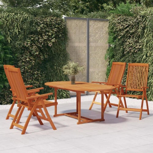 Berkfield 5 Piece Garden Dining Set Solid Wood Eucalyptus