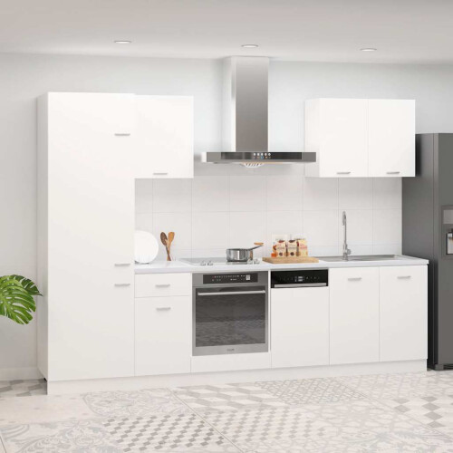Berkfield 7 Piece Kitchen Cabinet Set Lyon White Engineered Wood