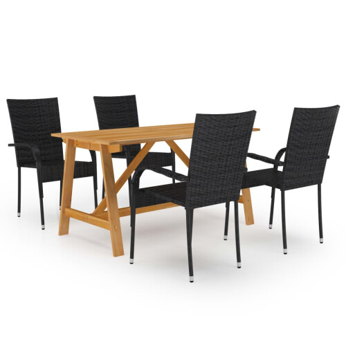 Berkfield 5 Piece Garden Dining Set Black