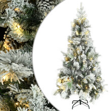 Berkfield Pre-lit Christmas Tree with Flocked Snow&Cones 225 cm PVC&PE