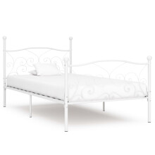 Berkfield Bed Frame without Mattress with Slatted Base White Metal 90x200 cm