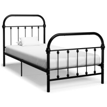 284498 Berkfield Bed Frame without Mattress Black Metal 90x200 cm