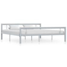 Berkfield Bed Frame without Mattress Grey and White Metal 180x200 cm Super King