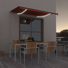 Berkfield Manual Retractable Awning with LED 350x250 cm Orange and Brown