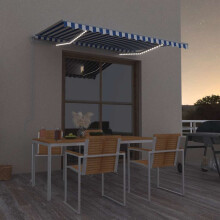 Berkfield Manual Retractable Awning with LED 300x250 cm Blue and White