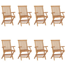 Berkfield Folding Garden Chairs 8 pcs Solid Teak Wood