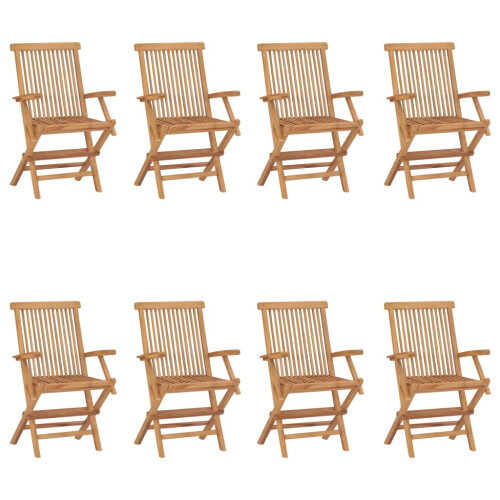 Berkfield Folding Garden Chairs 8 pcs Solid Teak Wood