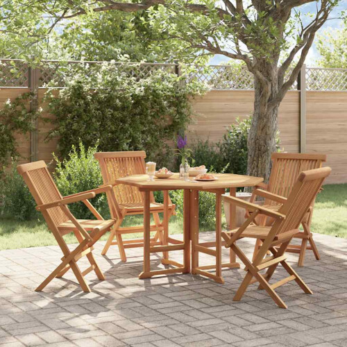 Berkfield 5 Piece Folding Outdoor Dining Set Solid Wood Teak