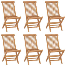 Berkfield Folding Garden Chairs 6 pcs Solid Teak Wood