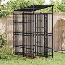 Berkfield Outdoor Dog Kennel with Roof Steel 1.84 m