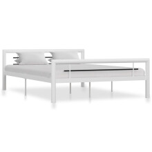 Berkfield Bed Frame without Mattress White and Black Metal 160x200 cm