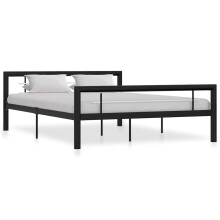 Berkfield Bed Frame without Mattress Black and White Metal 140x200 cm