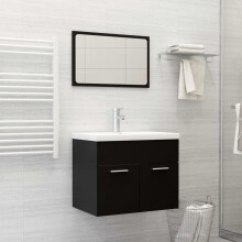 Berkfield Bathroom Furniture Set Black Engineered Wood