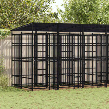 Berkfield Outdoor Dog Kennel with Roof Steel 11.06 m
