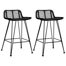 Berkfield Bar Chairs 2 pcs Black Rattan